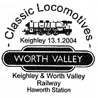 Worth Valley station sign and locomotive
