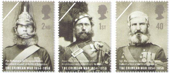 Stamps issued by Royal Mail to commemorate the 150th Anniversary of the Crimean War