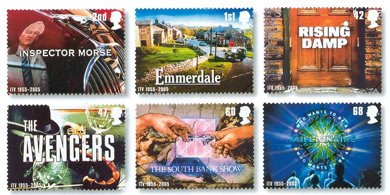 Set of 6 stamps celebrating the 50th anniversary of Independent Television