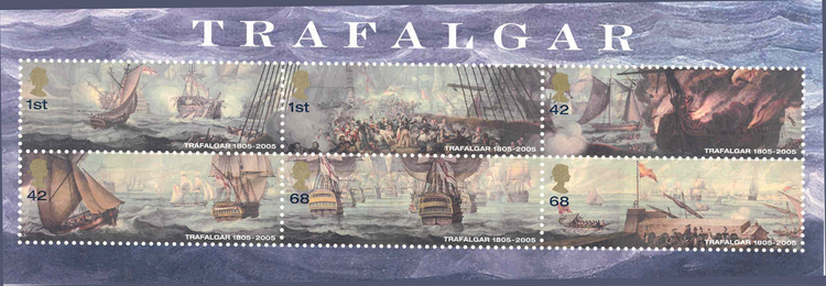 amended designs for Royal Mail stamps celebrating the Bicentenary of the Battle of Trafalgar