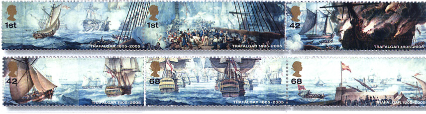 Royal Mail stamps celebrating the Bicentenary of the Battle of Trafalgar