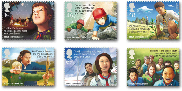 GB Scouting Centenary stamp set.