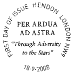 official 18 September 2008 Hendon postmark with RAF motto 'Per 
	Ardua Ad Astra'.
