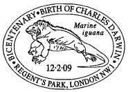 Postmark illustrated with marine iguana.