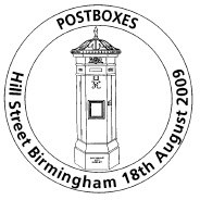 postmark illustrated with hexagonal pillar box.