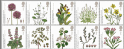 Set of 10 Endangered Plants stamps.