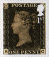 Penny Black 1st class stamp.