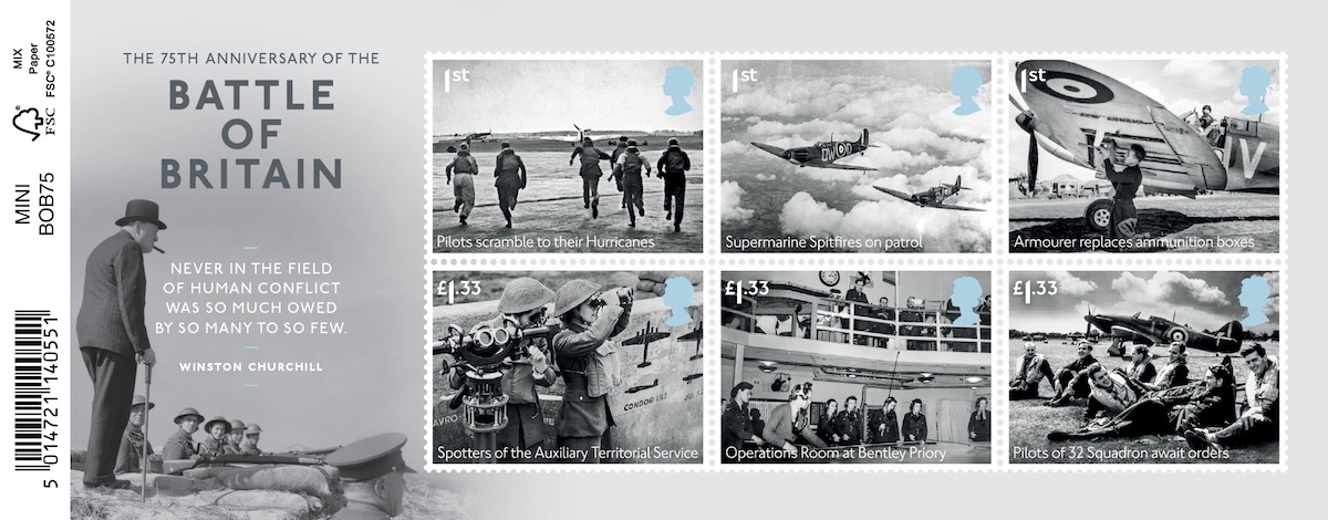 Battle of Britain 75 miniature sheet of stamps.