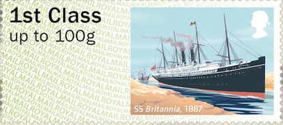SS Britannia pictured on Post and Go Stamp 2018.
