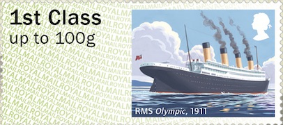 RMS Olympic pictured on Post and Go Stamp 2018.