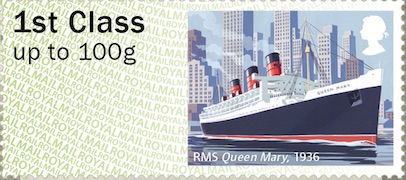 RMS Queen Mary pictured on Post and Go Stamp 2018.