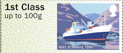 RMS St Helena pictured on Post and Go Stamp 2018.