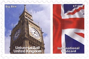 UniversalMail UK Postcard stamp Oct 2008: Big Ben by Day.