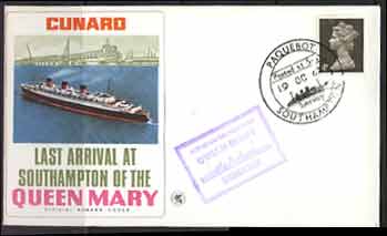 Official Cunard Cover for last arrival of RMS Queen Mary at Southampton, with Southampton illustrated Paquebot postmark 19 October 1967