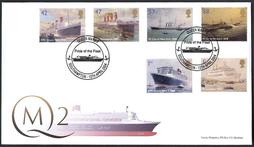 Norvic Philatelics Queen Mary 2 FDC for Ocean Liners set of 6