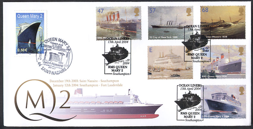 Norvic Philatelics' Franco-British double dated FDC with QM2 design