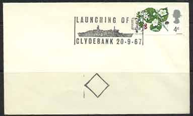Special postmark for launch of Cunard's 'Q4' later named Queen Elizabeth 2 20 September 1967