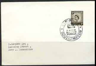 plain envelope with postmark for QE2 maiden voyage on Queen Elizabeth 2 stamp