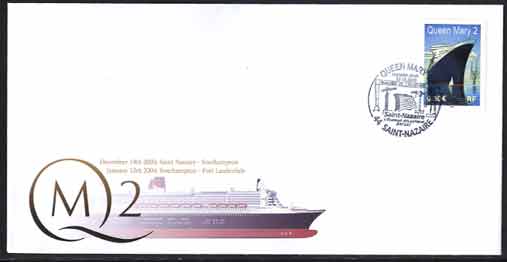 First Day Cover of France's Queen Mary 2 stamp 12 December 2003 