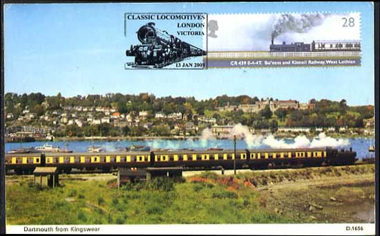 Steam train at Kingswear Devon with Bo'ness stamp
