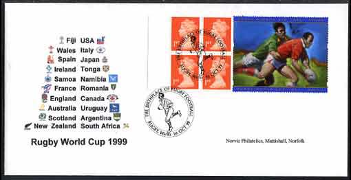 FDC-badges-postmark-Rugby-Birthplace-